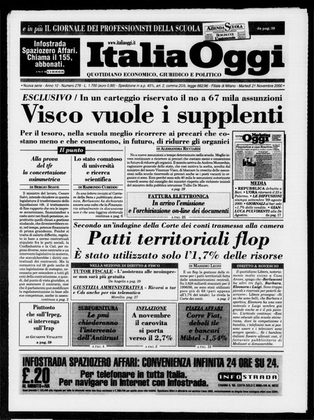 Italia oggi : quotidiano di economia finanza e politica